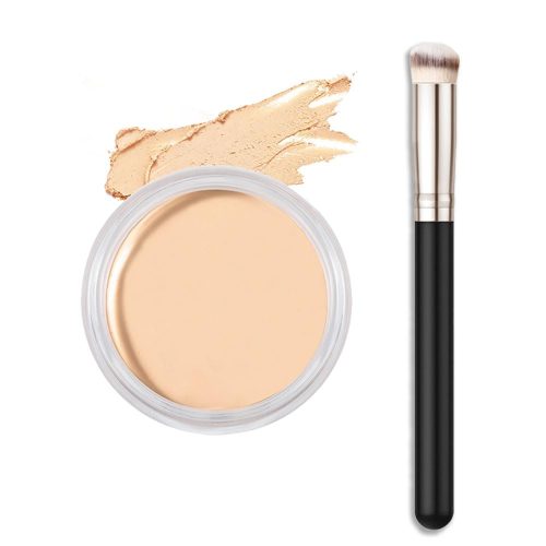 Cream Pot Concealer Full Coverage Makeup Set, Under Eye Brightener Color Correcting Concealer for Dark Circles, Waterproof Foundation Palette with Brush, Eye Ring Corrector de ojeras, 01