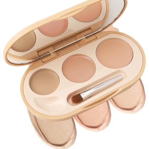 Concealer Full Coverage Set,3 In 1 Correcting Concealer Palette,Waterproof Longlasting Blendable Contour Cream Kit for Dark Circle,under Eye Brightene Foundation Makeup Palette,corrector de ojeras-01