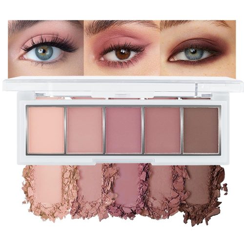 Neutral Nude Brown Eyeshadow Palette Makeup, 5 Colors Velvety Matte Finish, Cool-Toned Nude Taupe Eye Shadows, Natural Everyday to Eye Makeup Looks, for Brown Eyes Long Lasting Naturing-Looking 04#