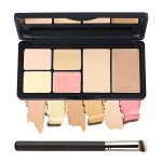 6 Colors Correcting Concealer Palette, Makeup Cream Contour Palette with Brush, Contouring Foundation Highlighting Concealer Palette for Conceals Dark Circles, Redness, Acne, Blemish(B)