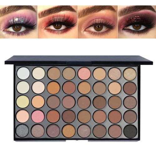 40 Colors Neutral Smokey Makeup Eyeshadow Palette, Professional High Pigmented Matte Glitter Black Grey Naked Nude Brown Makeup Pallet Waterproof Long Lasting Eye Shadow Powder