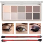 10 Colors Eyeshadow Palette Makeup, Matte Naked Eye Shadow,High Pigmented, Naturing-Looking, Ultra-Blendable,Long Lasting High ​Pigmen with 2 Eyeshadow Brush(04#Cement color)