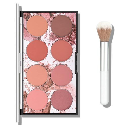 8 Colors Face Blush Palette, Natural Matte Blush Palette, Smooth Blendable Powder Blush, Multiuse Makeup Palette