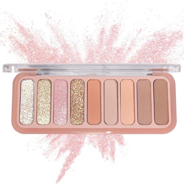 Mini Eyeshadow Palette,9 Colors Neutral Nude Matte Shimmer Glitter Eye Shadow Pallet High Pigmented Ultra-Blendable Naturing-Looking Waterproof Long Lasting Makeup Palette