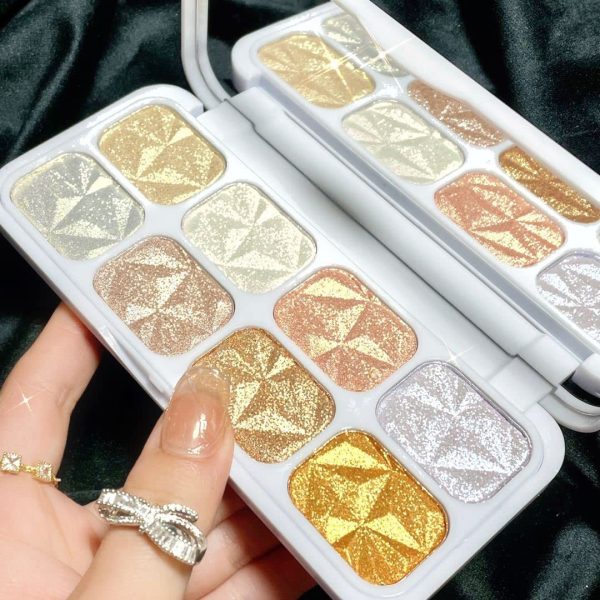 8 Colors Highlighter Makeup Palette for Face Highlighters & Luminizers   Gold Cheek Diamond Shimmer Stick Glitter Contour Bronzer and Highlighter Palette