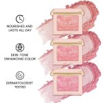 Blush Palette Matte Blush for Cheek Makeup, Lightweight Highly Pigmented Blush Compact for Face, Buildable Natural Flushed Look（02）