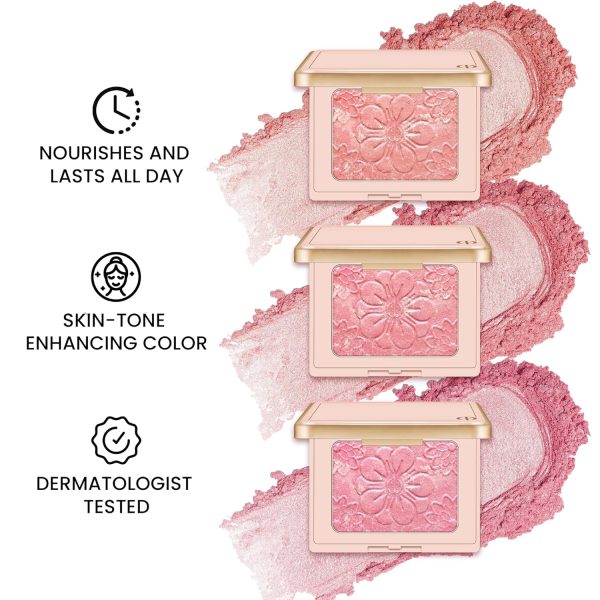 Blush Palette Matte Blush for Cheek Makeup, Lightweight Highly Pigmented Blush Compact for Face, Buildable Natural Flushed Look（02）