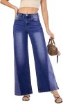 Women Wide Leg Jeans High Waisted Strechy Straight Baggy Jeans for Women Trendy Outfits Denim Pants with Patchwork