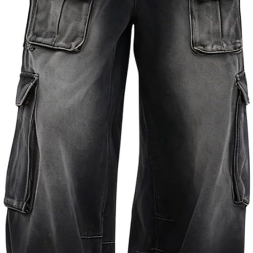 Baggy Cargo Pants for Women Girls Wide Leg Jeans  Hip Hop Streetwear Low Rise Oversized Jeans  Clothes Blue