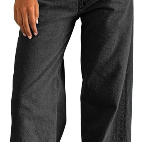 Women Low Waisted Baggy Jeans Wide Straight Leg Casual Loose Denim Pants  Trendy.
