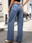 Women Low-Rise Baggy Jeans, High Stretchy  Wide Leg Jeans Boyfriend Straight Leg Denim Pants
