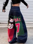 Women Wide Leg Baggy Jeans with Unique Graphic Digital Prints Trendy  Loose Fit Denim Baggy Pants Streetwear